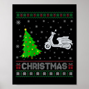 Affiche Eclairage des arbres de Noël des femmes Scooters