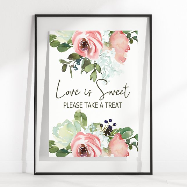 Affiche Éclairage et Blush Floral Mariage L'amour est doux (Créateur téléchargé)
