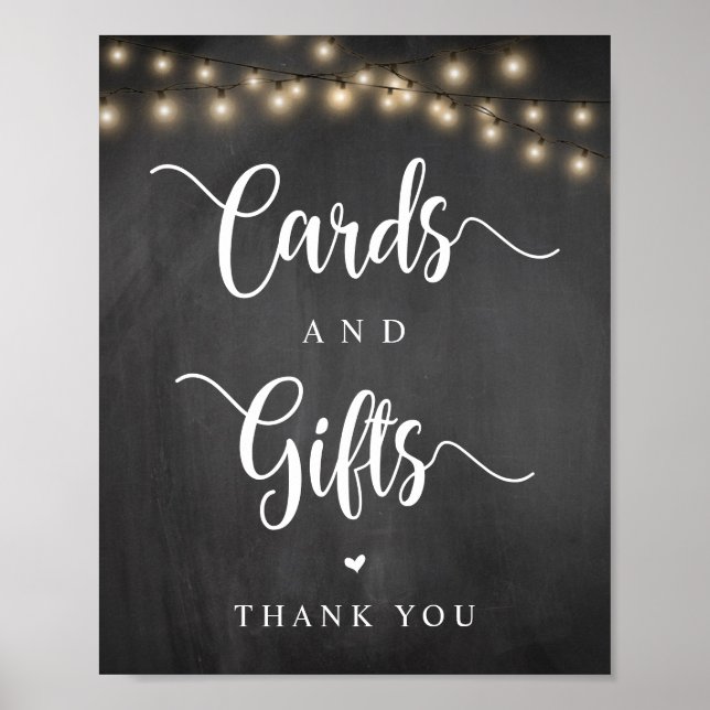 Affiche Éclairages à cordes, Chalkboar, Cartes de Mariage  (Devant)