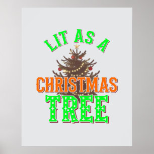 Affiche Éclairé Comme Un Art numérique De Noël