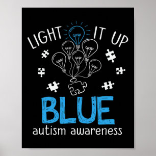 Affiche Éclairer le morceau de puzzle de l'autisme (bleu)