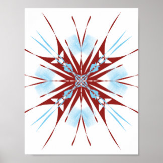 Affiche Éclatement d'étoile rouge et bleu délicat en ligne