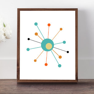 Affiche Éclatement d'étoiles atomiques coloré moderne du m