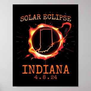Affiche Eclipse 2024 Indiana State Totality Usa Path Souve