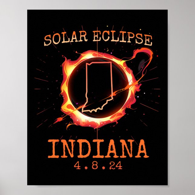 Affiche Eclipse 2024 Indiana State Totality Usa Path Souve (Devant)