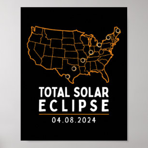 Affiche Eclipse 2024 Party America Totalité Total Usa Cart