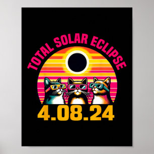 Affiche Eclipse 2024 Total Eclipse 8 avril 2024 Cat Gles