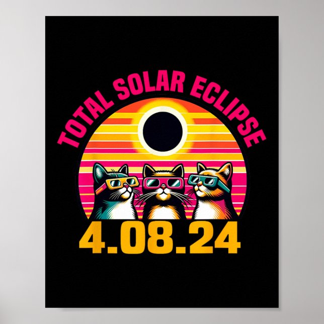 Affiche Eclipse 2024 Total Eclipse 8 avril 2024 Cat Gles (Devant)