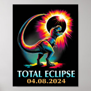 Affiche Eclipse 2024 Total Solaire Eclipse T Rex Dinosaur