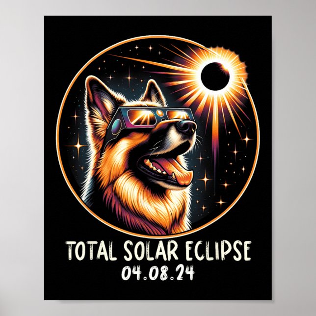 Affiche Eclipse berger allemand portant des lunettes 8 avr (Devant)