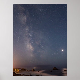 Affiche Éclipse lunaire & Voie lactée Bandon Beach Orego