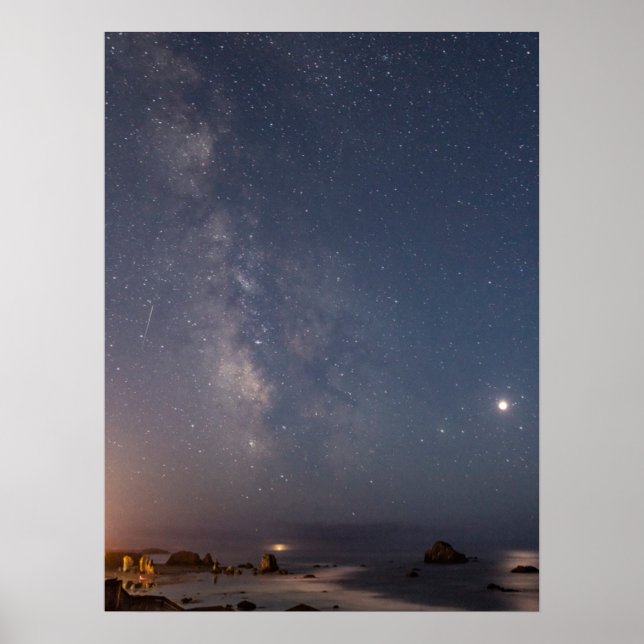 Affiche Éclipse lunaire & Voie lactée | Bandon Beach Orego (Devant)