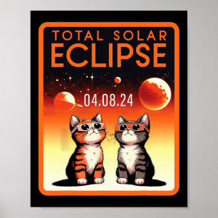 Affiche Éclipse solaire 2024 Chats Total Éclipse solaire 4