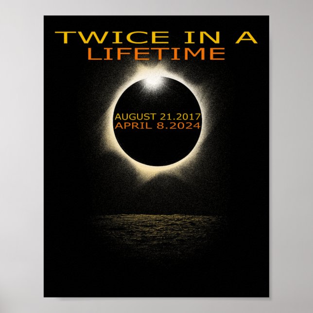 Affiche Éclipse Solaire 2024 Deux Fois Dans Éclipse Solair (Devant)