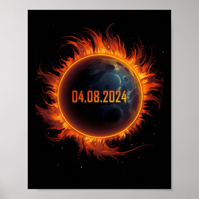 Affiche Éclipse solaire 2024 Éclipse solaire totale 1 (Devant)