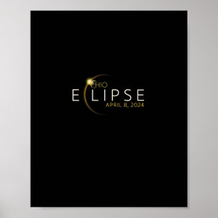 Affiche Éclipse solaire 2024 État Ohio Total Éclipse solai