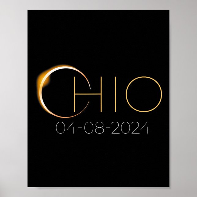 Affiche Éclipse solaire 2024 État Ohio Total Éclipse solai (Devant)