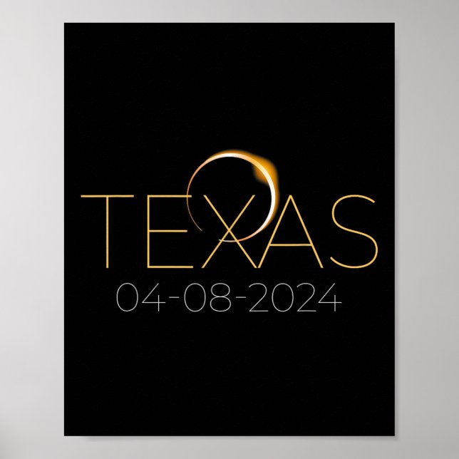 Affiche Éclipse solaire 2024 État Texas Total Éclipse sola (Devant)