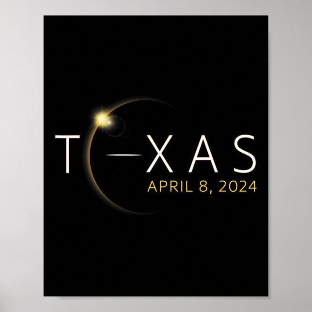 Affiche Éclipse solaire 2024 État Texas Total Éclipse sola (Devant)