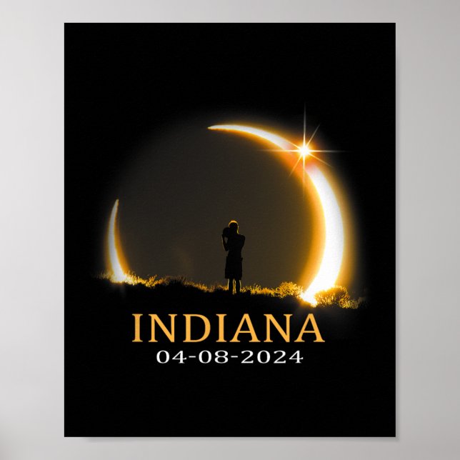 Affiche Éclipse solaire 2024 Indiana Total Éclipse solaire (Devant)