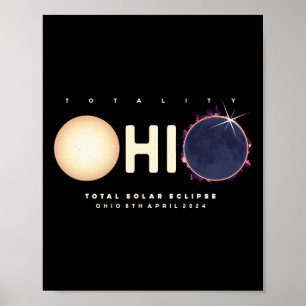 Affiche Eclipse solaire 2024 Ohio Total Eclipse Astronomie