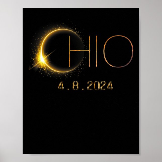 Affiche Éclipse solaire 2024 Total Éclipse solaire État Oh (Devant)