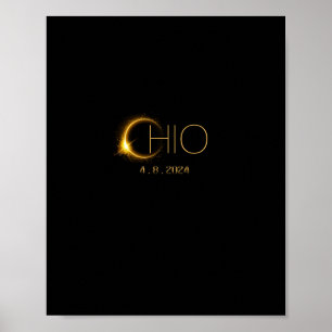 Affiche Éclipse solaire 2024 Total Éclipse solaire État Oh