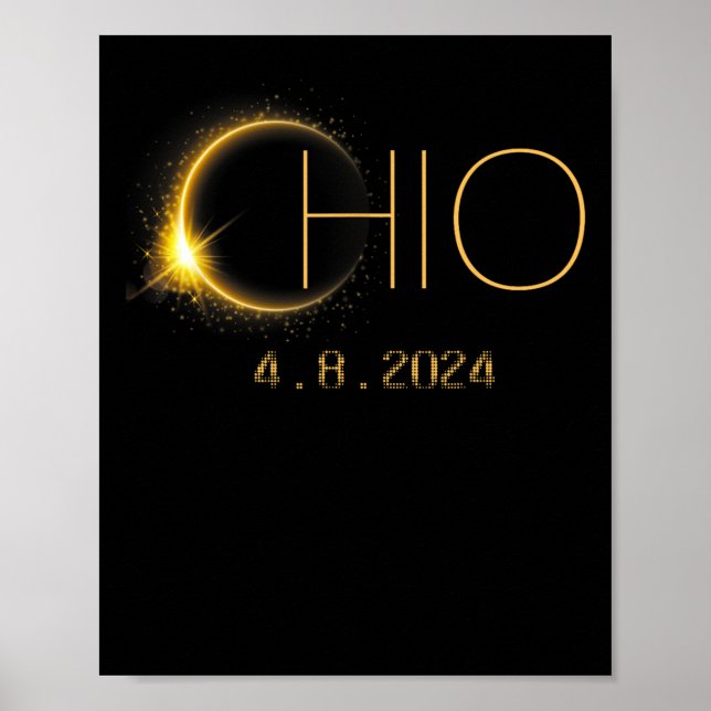 Affiche Éclipse solaire 2024 Total Éclipse solaire État Oh (Devant)