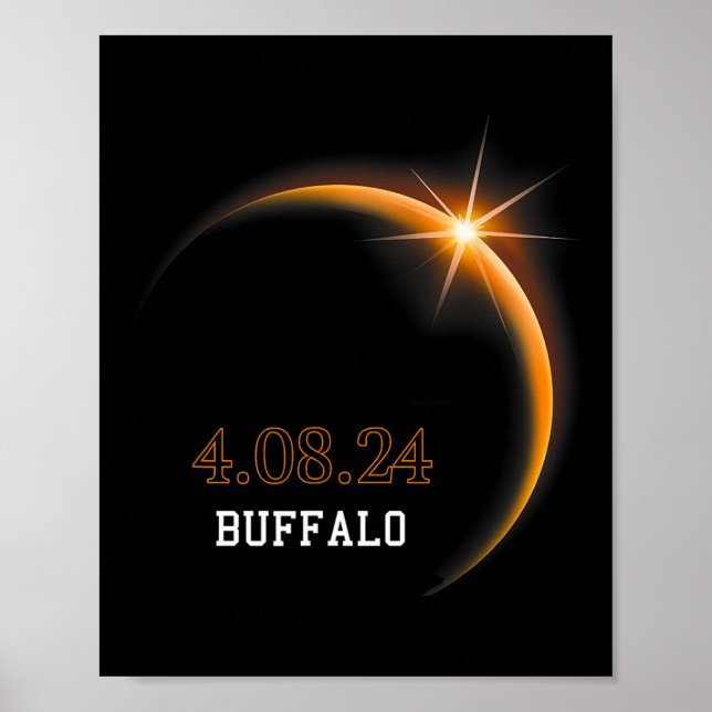 Affiche Éclipse solaire 2024 Totalité de Buffalo Printemps (Devant)