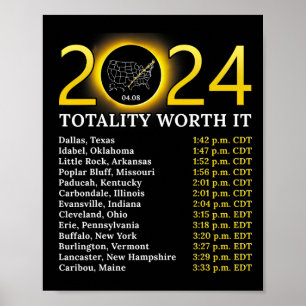 Affiche Eclipse Solaire 2024 Totalité Drôle Vaut Il Total