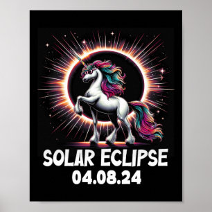 Affiche Éclipse solaire 2024 Unicorne portant l'éclipse so