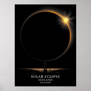 Affiche Éclipse Solaire 2026 Islande Céleste
