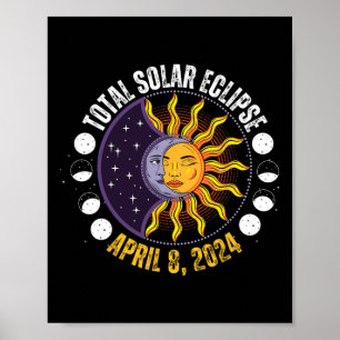Affiche Éclipse Solaire 8-4-2024 Éclipse Avec Soleil