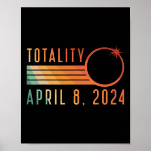 Affiche Éclipse solaire 8 avril 2024 Totalité Éclipse sola