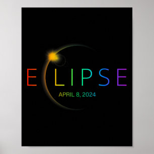 Affiche Eclipse solaire Arc-en-ciel 2024 Total Éclipse sol