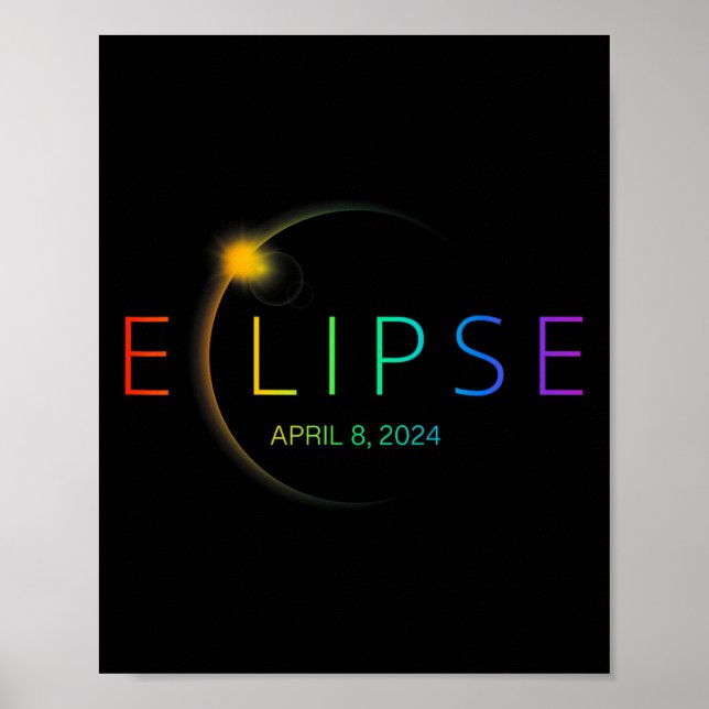 Affiche Eclipse solaire Arc-en-ciel 2024 Total Éclipse sol (Devant)
