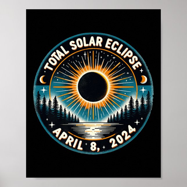 Affiche Eclipse solaire Astronomie Vintage 2024 Éclipse so (Devant)