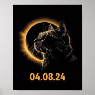 Affiche Éclipse Solaire Chat Éclipse Solaire Lunettes Chat