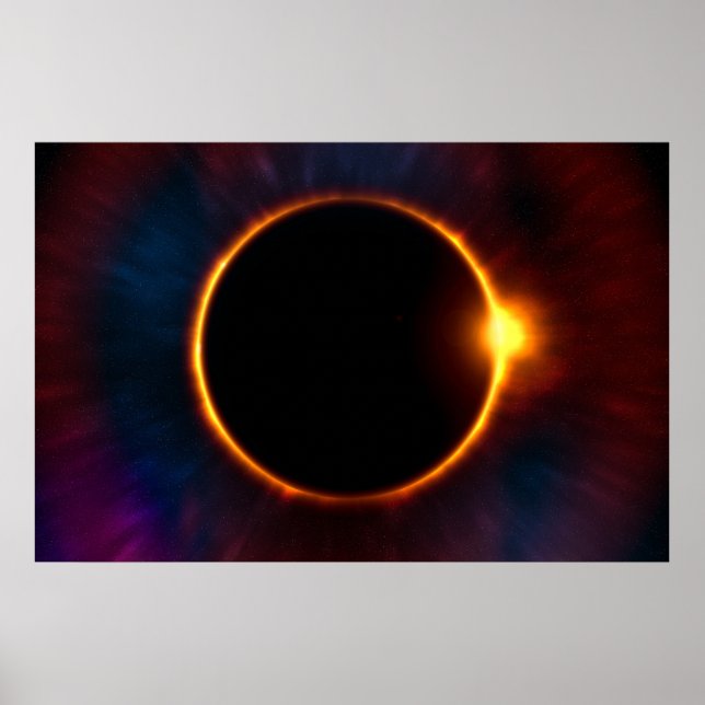 Affiche Éclipse solaire complète w. Corona Visible ! (Devant)