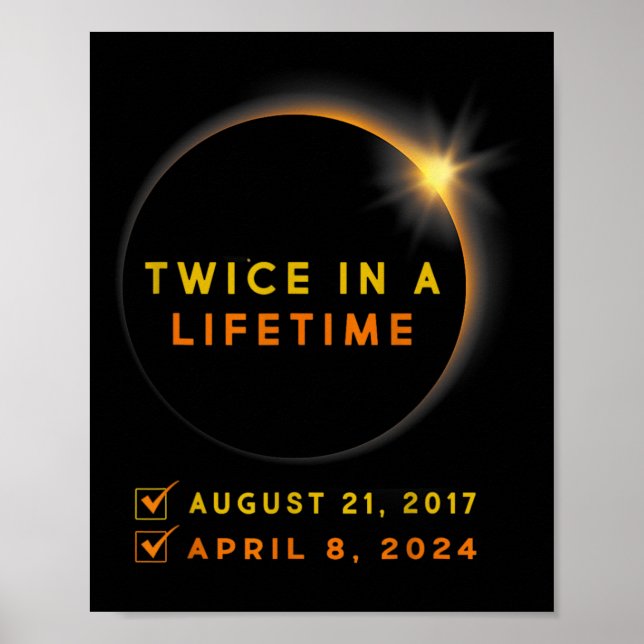 Affiche Éclipse Solaire Deux Fois Au Cours De La Vie 2024  (Devant)