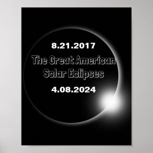 Affiche Éclipse solaire double datée 2024 & 2017