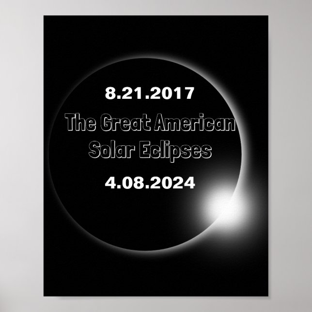 Affiche Éclipse solaire double datée 2024 & 2017 (Devant)