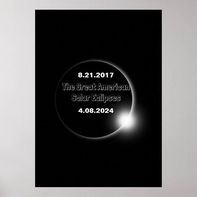 Affiche Éclipse solaire double datée 2024 & 2017 (Devant)