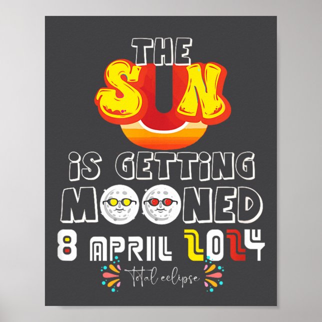 Affiche Éclipse solaire drôle de soleil éméché (Devant)