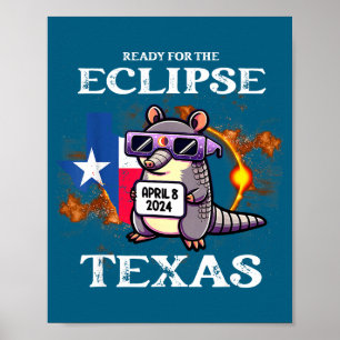 Affiche Éclipse solaire drôle du Texas 8 avril