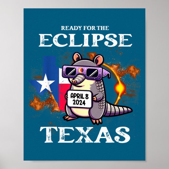 Affiche Éclipse solaire drôle du Texas 8 avril (Devant)