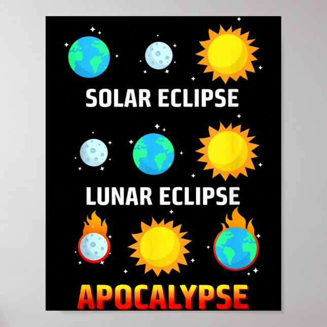 Affiche Éclipse solaire drôle Éclipse lunaire Apocalypse (Devant)