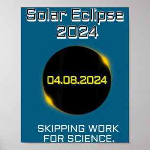 Affiche Éclipse solaire drôle en sautant le travail Scienc