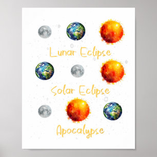 Affiche Éclipse Solaire Lunaire Et Apocalypse Drôle S