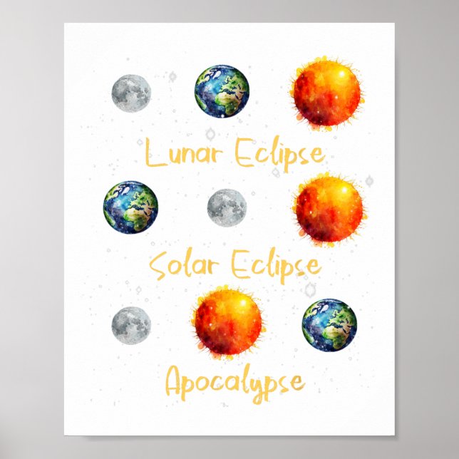 Affiche Éclipse Solaire Lunaire Et Apocalypse Drôle S (Devant)